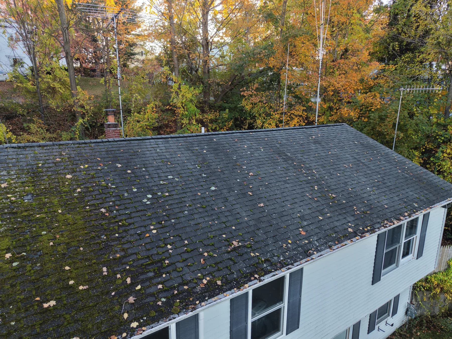 Weathered roof condition example in Southern Maine before repair or replacement